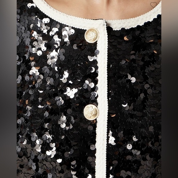 J.Crew | Mariner jersey lady jacket with sequins | Black/White | Size M - Picture 14 of 16